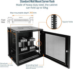 Tecmojo 9RU Wall Mount Network Cabinet, Data Server Rack Enclosure with Lockable Mesh Door and Side Panels, 50 kg /110 lbs Max Loading, 450 mm Deep, for 19 inches IT Equipment, Black