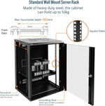 Tecmojo 9RU Wall Mount Network Cabinet, Data Server Rack Enclosure with Lockable Mesh Door and Side Panels, 50 kg /110 lbs Max Loading, 450 mm Deep, for 19 inches IT Equipment, Black