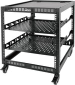 Tecmojo 12U Open Frame Network Rack, 19" Compatible, Floor Standing and Wall Mountable, with 2x 1U Server Shelf & Mounting Hardware, AV & IT Equipment Rack for for Office/Home