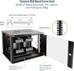 Tecmojo 9RU Wall Mount Network Cabinet, Data Server Rack Enclosure with Lockable Mesh Door and Side Panels, 50 kg /110 lbs Max Loading, 450 mm Deep, for 19 inches IT Equipment, Black