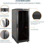 Tecmojo 27U 600 * 600mm 4 Post Free Standing Network Cabinet Data Server Rack, Lockable Glass Door, with Cantilevel Shelf Casters and feets, Disassembled Flat package