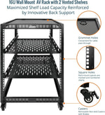 Tecmojo 12U Open Frame Network Rack, 19" Compatible, Floor Standing and Wall Mountable, with 2x 1U Server Shelf & Mounting Hardware, AV & IT Equipment Rack for for Office/Home
