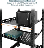Tecmojo 1U Rack Shelf,19 inch Rack Shelf 8 inch Depth, Rack Mount Shelf, Server Rack Shelf and Network shelf with Anti-Slip Stops, 55lbs(25KG) Capacity of Vented 1U Shelf,No Lip(2 Pack)