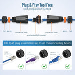 Tecmojo 5 Pack Blank Waterproof Connector, IP68 132mm Length Empty Waterproof Coupler Outdoor Cable Extender for Outdoor Ethernet LAN Cable