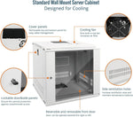 Tecmojo 9RU Wall Mount Network Cabinet, Data Server Rack Enclosure with Lockable Mesh Door and Side Panels, 50 kg /110 lbs Max Loading, 450 mm Deep, for 19 inches IT Equipment, Black