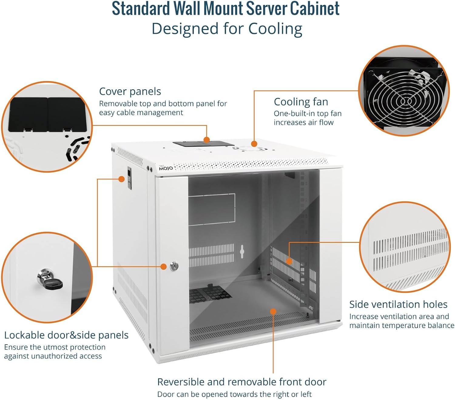 Tecmojo 9RU Wall Mount Network Cabinet, Data Server Rack Enclosure with Lockable Mesh Door and Side Panels, 50 kg /110 lbs Max Loading, 450 mm Deep, for 19 inches IT Equipment, Black