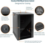 Tecmojo 9RU Wall Mount Network Cabinet, Data Server Rack Enclosure with Lockable Mesh Door and Side Panels, 50 kg /110 lbs Max Loading, 450 mm Deep, for 19 inches IT Equipment, Black