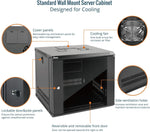 Tecmojo 9RU Wall Mount Network Cabinet, Data Server Rack Enclosure with Lockable Mesh Door and Side Panels, 50 kg /110 lbs Max Loading, 450 mm Deep, for 19 inches IT Equipment, Black