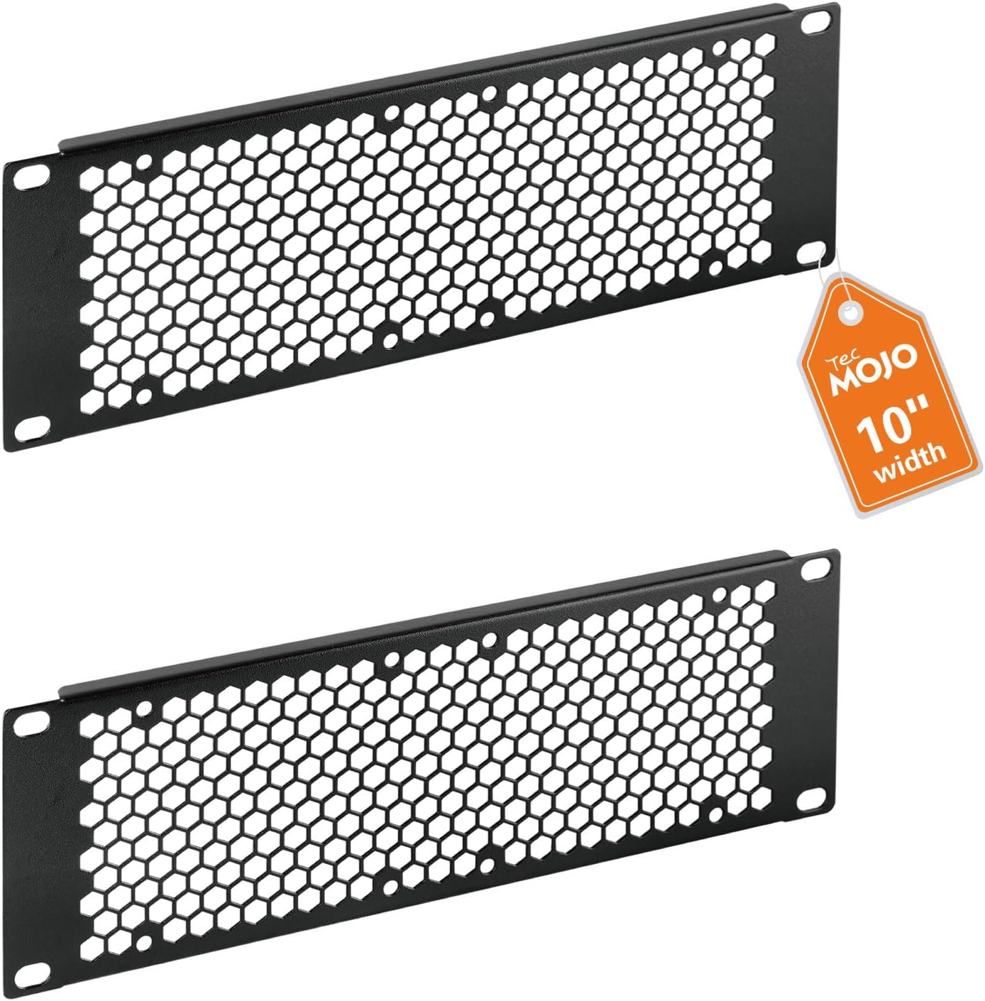 Tecmojo Vented 2U Blank Rack Mount Panel, Steel Patch Panel Filler for 10" Width Server Rack, Network Cabinet, Data Center, Home Labs, Black (2 Pack)