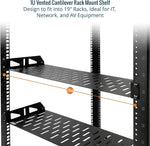 Tecmojo 1U Rack Shelf,19 inch Rack Shelf 8 inch Depth, Rack Mount Shelf, Server Rack Shelf and Network shelf with Anti-Slip Stops, 55lbs(25KG) Capacity of Vented 1U Shelf,No Lip(2 Pack)