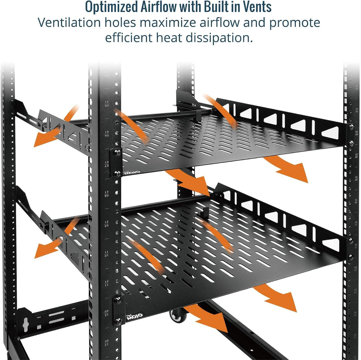 Tecmojo 1U Rack Shelf,19 inch Rack Shelf 8 inch Depth, Rack Mount Shelf, Server Rack Shelf and Network shelf with Anti-Slip Stops, 55lbs(25KG) Capacity of Vented 1U Shelf,No Lip(2 Pack)