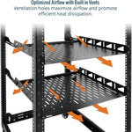 Tecmojo 1U Rack Shelf,19 inch Rack Shelf 8 inch Depth, Rack Mount Shelf, Server Rack Shelf and Network shelf with Anti-Slip Stops, 55lbs(25KG) Capacity of Vented 1U Shelf,No Lip(2 Pack)