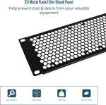 Tecmojo Vented 2U Blank Rack Mount Panel, Steel Patch Panel Filler for 10" Width Server Rack, Network Cabinet, Data Center, Home Labs, Black (2 Pack)