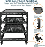 Tecmojo 12U Open Frame Network Rack, 19" Compatible, Floor Standing and Wall Mountable, with 2x 1U Server Shelf & Mounting Hardware, AV & IT Equipment Rack for for Office/Home