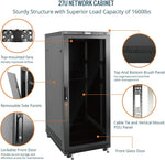 Tecmojo 27U 600 * 600mm 4 Post Free Standing Network Cabinet Data Server Rack, Lockable Glass Door, with Cantilevel Shelf Casters and feets, Disassembled Flat package