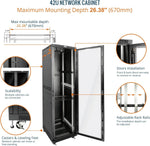 Tecmojo 27U 600 * 600mm 4 Post Free Standing Network Cabinet Data Server Rack, Lockable Glass Door, with Cantilevel Shelf Casters and feets, Disassembled Flat package