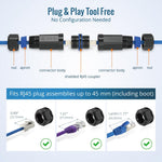 Tecmojo 6 Pack Waterproof Cat 6 RJ45 Connector, IP68 120mm Length Cat 6/Cat 5E/Cat 5 Shielded Waterproof RJ45 Coupler Outdoor Cable Extender for Outdoor Ethernet LAN Cable