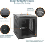Tecmojo 9RU Wall Mount Network Cabinet, Data Server Rack Enclosure with Lockable Mesh Door and Side Panels, 50 kg /110 lbs Max Loading, 450 mm Deep, for 19 inches IT Equipment, Black