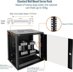 Tecmojo 9RU Wall Mount Network Cabinet, Data Server Rack Enclosure with Lockable Mesh Door and Side Panels, 50 kg /110 lbs Max Loading, 450 mm Deep, for 19 inches IT Equipment, Black
