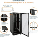 Tecmojo 27U 600 * 600mm 4 Post Free Standing Network Cabinet Data Server Rack, Lockable Glass Door, with Cantilevel Shelf Casters and feets, Disassembled Flat package