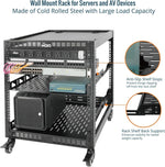 Tecmojo 12U Open Frame Network Rack, 19" Compatible, Floor Standing and Wall Mountable, with 2x 1U Server Shelf & Mounting Hardware, AV & IT Equipment Rack for for Office/Home