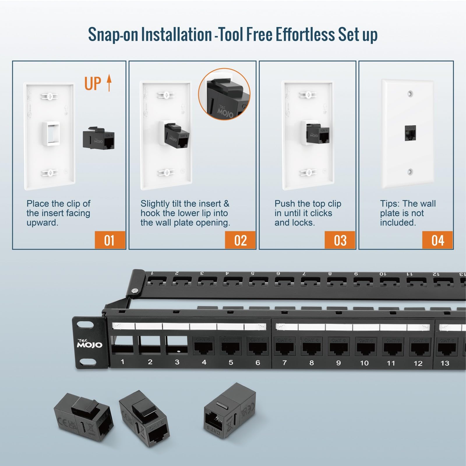 Tecmojo Keystone Coupler Cat6 UTP (Cat6 Black 25pack)