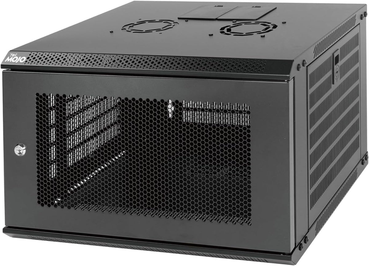 Tecmojo 9RU Wall Mount Network Cabinet, Data Server Rack Enclosure with Lockable Mesh Door and Side Panels, 50 kg /110 lbs Max Loading, 450 mm Deep, for 19 inches IT Equipment, Black