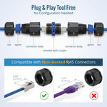 Tecmojo 3 Pack Waterproof RJ45 Connector, IP68 82mm Length Cat 6/Cat 5E/Cat 5 Shielded Waterproof RJ45 Coupler Outdoor Cable Extender for Outdoor Ethernet LAN Cable