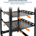 Tecmojo 1U Rack Shelf,19 inch Rack Shelf 8 inch Depth, Rack Mount Shelf, Server Rack Shelf and Network shelf with Anti-Slip Stops, 55lbs(25KG) Capacity of Vented 1U Shelf,No Lip(2 Pack)