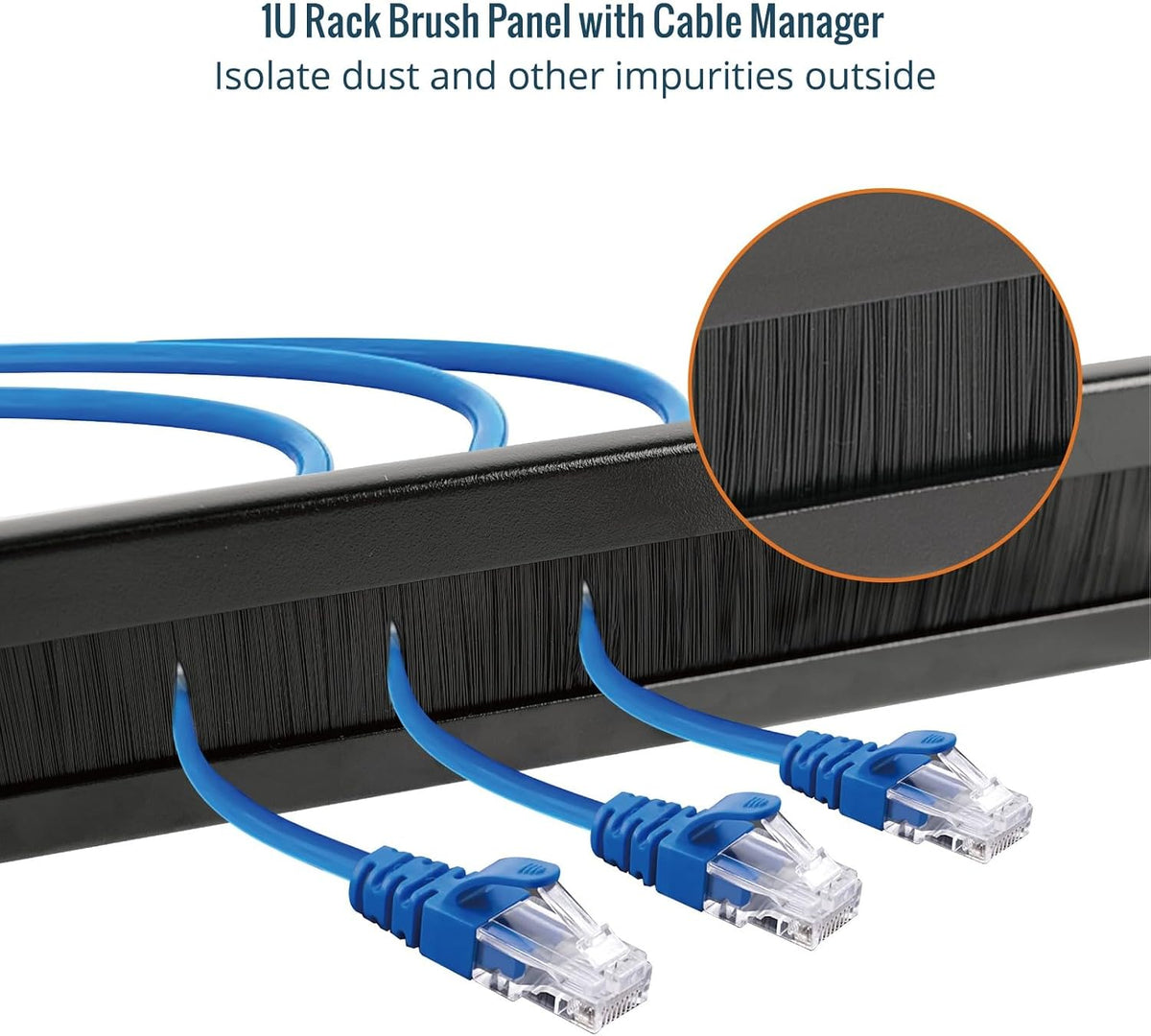 Tecmojo 1U Rack Mount Server Cable Management Panel with Tidy Brush Slot, 1U Brush Strip Plate for Cable Entry & Management, for 19in Network Rack/Server Rack/Cabinet Enclosure, Black, Alloy Steel