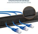 Tecmojo 1U Rack Mount Server Cable Management Panel with Tidy Brush Slot, 1U Brush Strip Plate for Cable Entry & Management, for 19in Network Rack/Server Rack/Cabinet Enclosure, Black, Alloy Steel