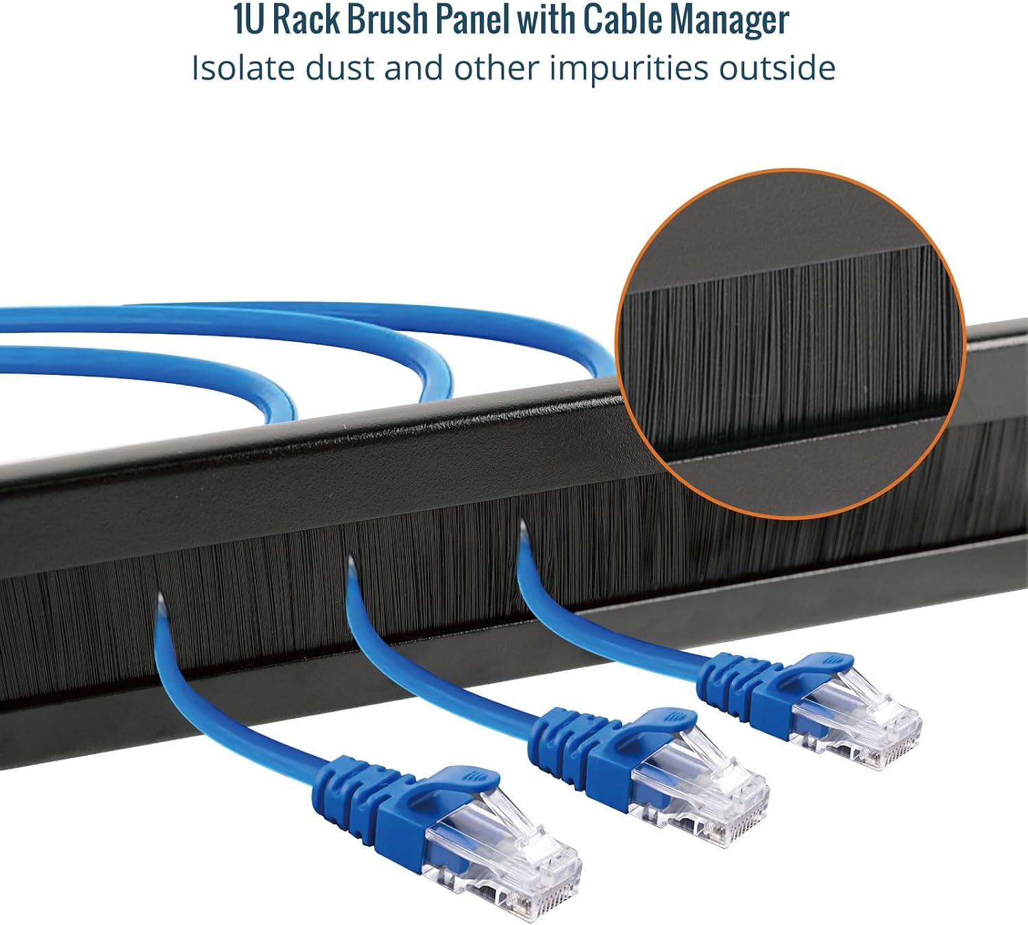 Tecmojo 1U Rack Mount Server Cable Management Panel with Tidy Brush Slot, 1U Brush Strip Plate for Cable Entry & Management, for 19in Network Rack/Server Rack/Cabinet Enclosure, Black, Alloy Steel