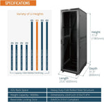 Tecmojo 27U 600 * 600mm 4 Post Free Standing Network Cabinet Data Server Rack, Lockable Glass Door, with Cantilevel Shelf Casters and feets, Disassembled Flat package