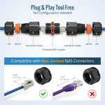 Tecmojo 3 Pack Waterproof RJ45 Connector, IP68 82mm Length Cat 6/Cat 5E/Cat 5 Shielded Waterproof RJ45 Coupler Outdoor Cable Extender for Outdoor Ethernet LAN Cable