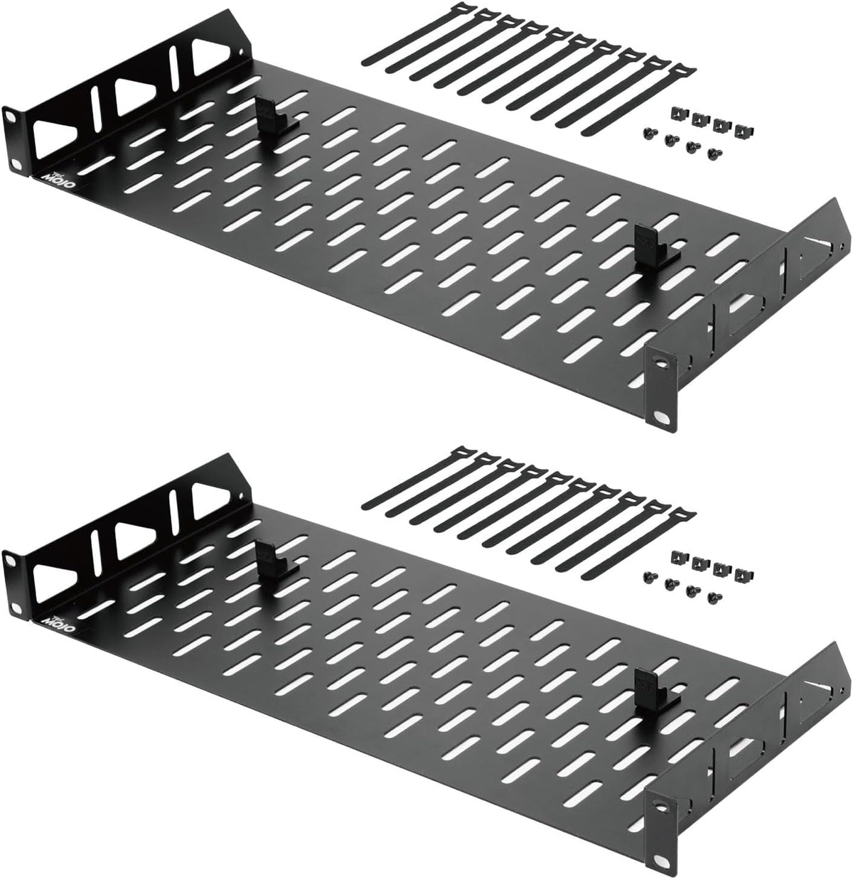 Tecmojo 1U Rack Shelf,19 inch Rack Shelf 8 inch Depth, Rack Mount Shelf, Server Rack Shelf and Network shelf with Anti-Slip Stops, 55lbs(25KG) Capacity of Vented 1U Shelf,No Lip(2 Pack)