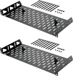 Tecmojo 1U Rack Shelf,19 inch Rack Shelf 8 inch Depth, Rack Mount Shelf, Server Rack Shelf and Network shelf with Anti-Slip Stops, 55lbs(25KG) Capacity of Vented 1U Shelf,No Lip(2 Pack)