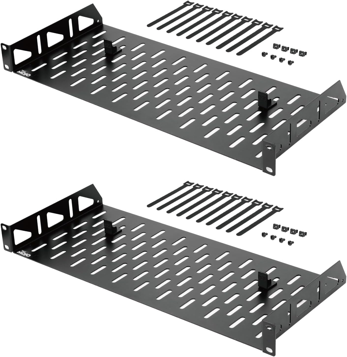 Tecmojo 1U Rack Shelf,19 inch Rack Shelf 8 inch Depth, Rack Mount Shelf, Server Rack Shelf and Network shelf with Anti-Slip Stops, 55lbs(25KG) Capacity of Vented 1U Shelf,No Lip(2 Pack)