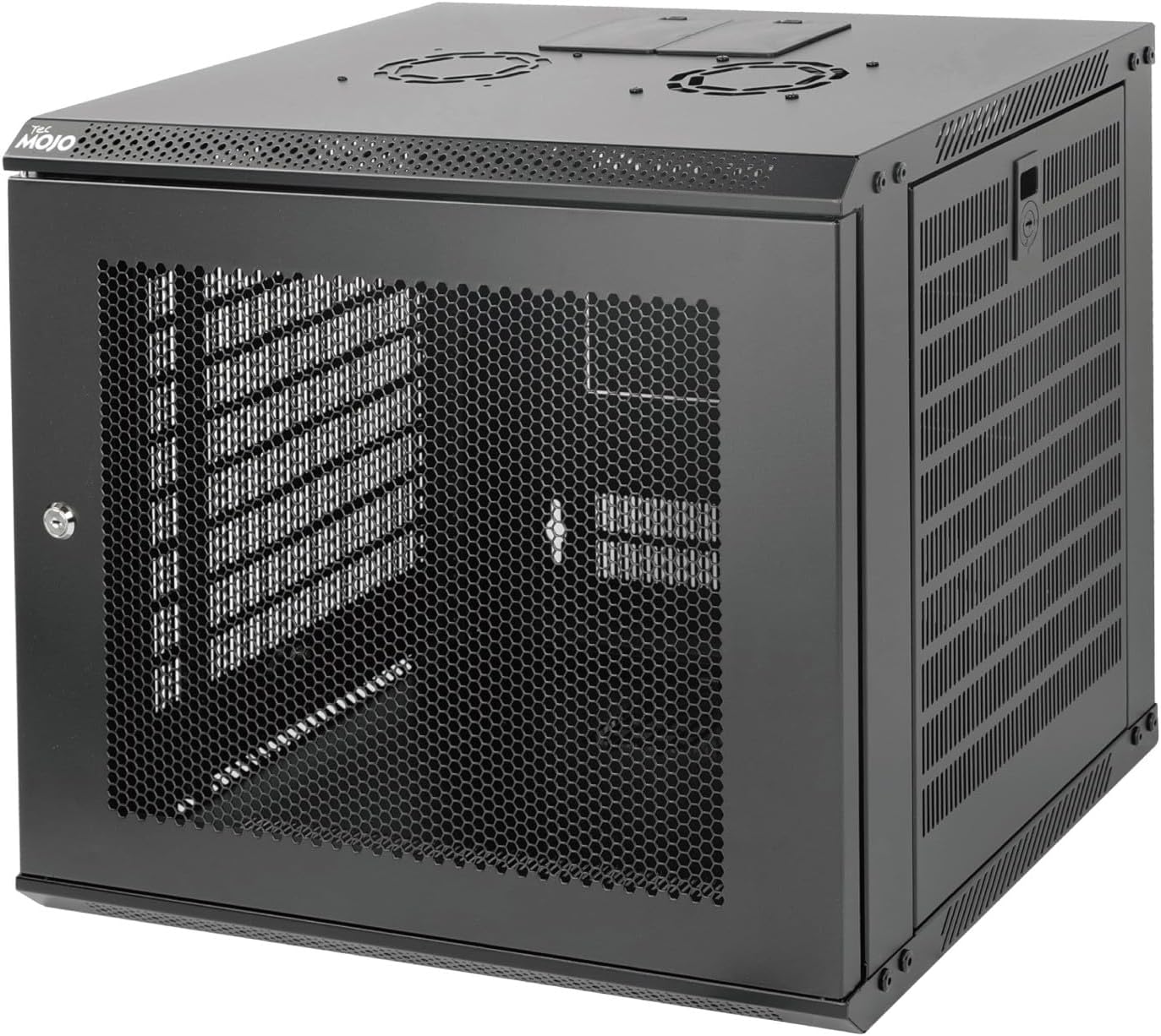 Tecmojo 9RU Wall Mount Network Cabinet, Data Server Rack Enclosure with Lockable Mesh Door and Side Panels, 50 kg /110 lbs Max Loading, 450 mm Deep, for 19 inches IT Equipment, Black
