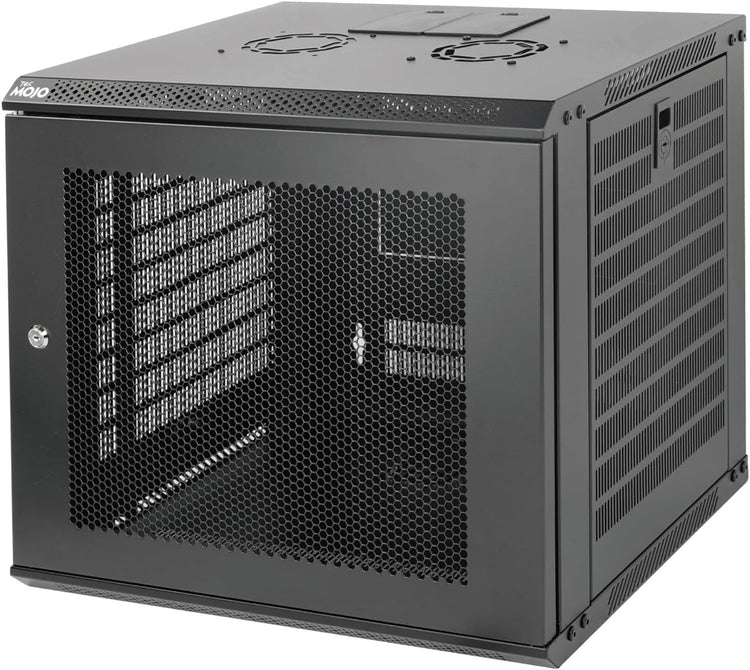 Tecmojo 9RU Wall Mount Network Cabinet, Data Server Rack Enclosure with Lockable Mesh Door and Side Panels, 50 kg /110 lbs Max Loading, 450 mm Deep, for 19 inches IT Equipment, Black