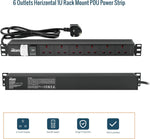 Tecmojo Rack Mount PDU 13A Switched Power distribution Unit, Aluminum Alloy With UK Plug, 2M Cable (3 way 10 inch)