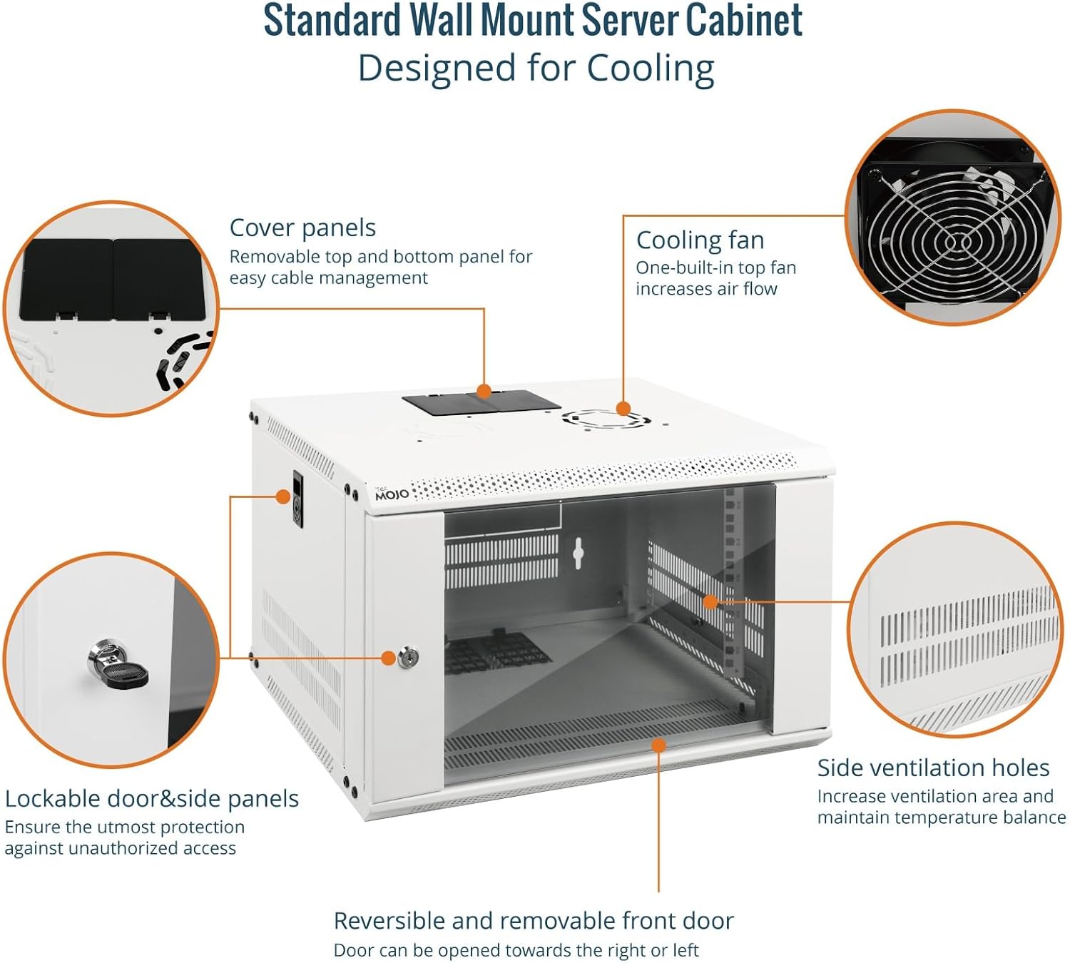 Tecmojo 9RU Wall Mount Network Cabinet, Data Server Rack Enclosure with Lockable Mesh Door and Side Panels, 50 kg /110 lbs Max Loading, 450 mm Deep, for 19 inches IT Equipment, Black