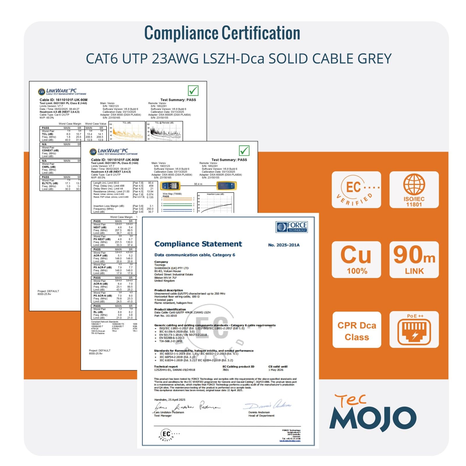 Tecmojo CAT8 S/FTP 20M, 40Gigabit LAN Ethernet Network Bulk Cable Pure Copper Conductor 22AWG with 40% Copper Braiding Shielding LSZH Dca, Yellow, with Cable Tool, RJ45 Connectors & Keystone Jacks