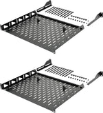 Tecmojo 1U Rack Shelf,19 inch Rack Shelf 8 inch Depth, Rack Mount Shelf, Server Rack Shelf and Network shelf with Anti-Slip Stops, 55lbs(25KG) Capacity of Vented 1U Shelf,No Lip(2 Pack)