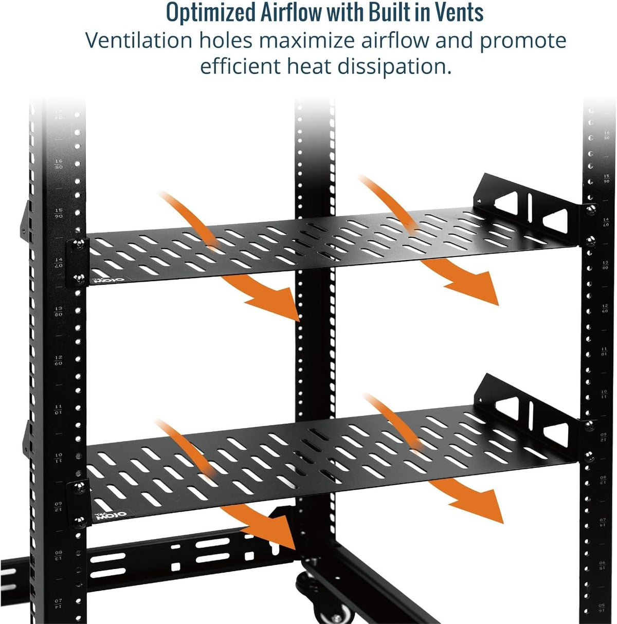 Tecmojo 1U Rack Shelf,19 inch Rack Shelf 8 inch Depth, Rack Mount Shelf, Server Rack Shelf and Network shelf with Anti-Slip Stops, 55lbs(25KG) Capacity of Vented 1U Shelf,No Lip(2 Pack)