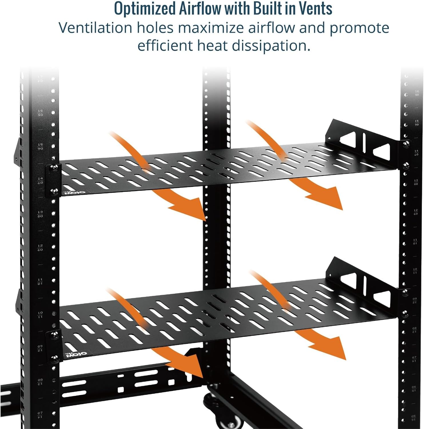 Tecmojo 1U Rack Shelf,19 inch Rack Shelf 8 inch Depth, Rack Mount Shelf, Server Rack Shelf and Network shelf with Anti-Slip Stops, 55lbs(25KG) Capacity of Vented 1U Shelf,No Lip(2 Pack)