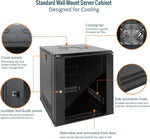 Tecmojo 9RU Wall Mount Network Cabinet, Data Server Rack Enclosure with Lockable Mesh Door and Side Panels, 50 kg /110 lbs Max Loading, 450 mm Deep, for 19 inches IT Equipment, Black