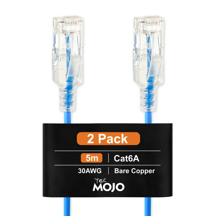 Tecmojo Ultra Slim 12 Pack,0.5M CAT6A Ethernet Patch Cable,UTP 10 Gigabit LAN Network Cable,30AWG LSZH RJ45 Patch Cord,Blue
