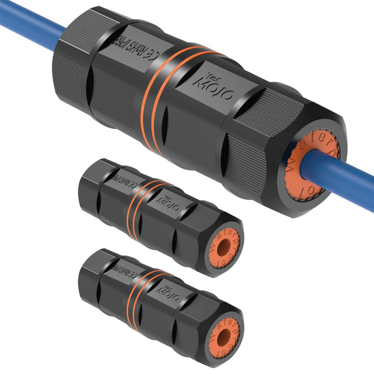 Tecmojo 3 Pack Waterproof RJ45 Connector, IP68 82mm Length Cat 6/Cat 5E/Cat 5 Shielded Waterproof RJ45 Coupler Outdoor Cable Extender for Outdoor Ethernet LAN Cable