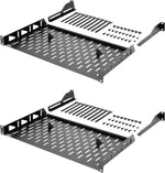 Tecmojo 1U Rack Shelf,19 inch Rack Shelf 8 inch Depth, Rack Mount Shelf, Server Rack Shelf and Network shelf with Anti-Slip Stops, 55lbs(25KG) Capacity of Vented 1U Shelf,No Lip(2 Pack)