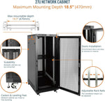 Tecmojo 27U 600 * 600mm 4 Post Free Standing Network Cabinet Data Server Rack, Lockable Glass Door, with Cantilevel Shelf Casters and feets, Disassembled Flat package